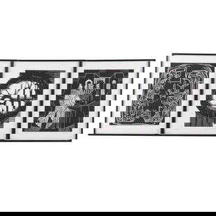 20th century. Set of Three Cuban Works, lithograph: (Cuban, 20th century). Lithographs in black and white, from the "Four Cuban Masters Set" includes Cundo Bermudez, Mario Carreno and Agustin Fernandez, 1989, ed. 98/250, all signed and dated lr, editio