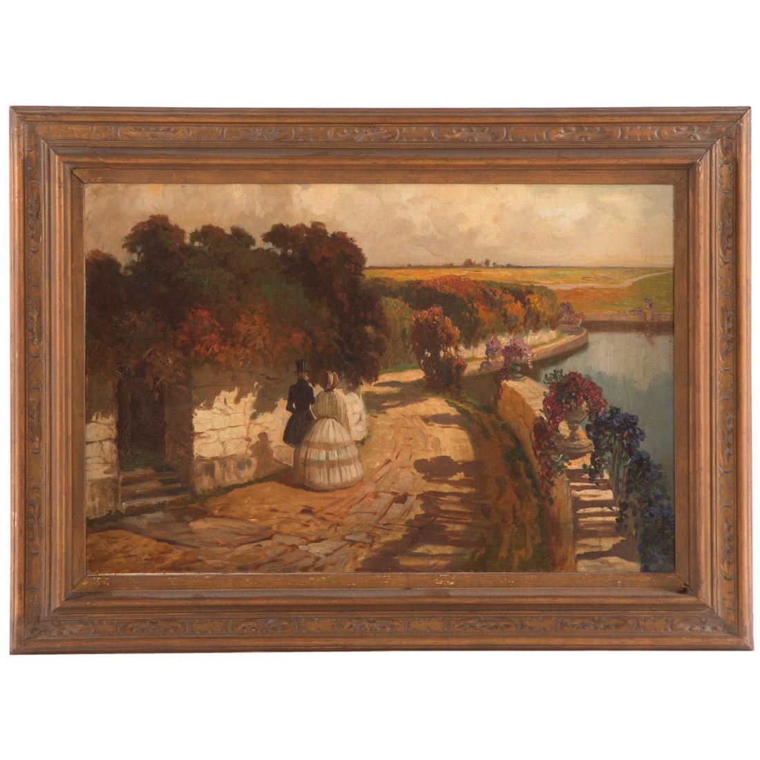 Attributed to Frank Weston Benson. Walk by River, oil (1 of 4)