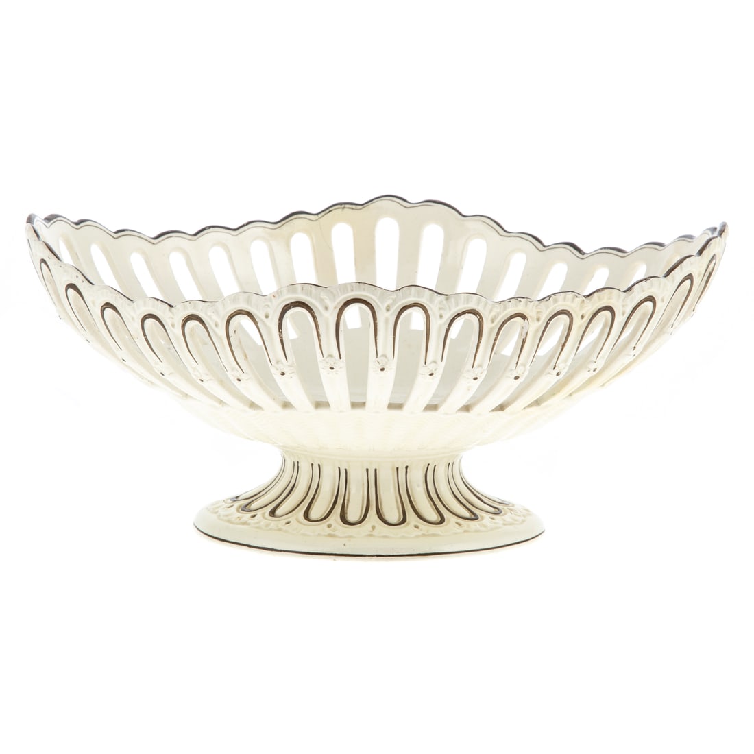 English Creamware Reticulated Fruit Basket (1 of 5)