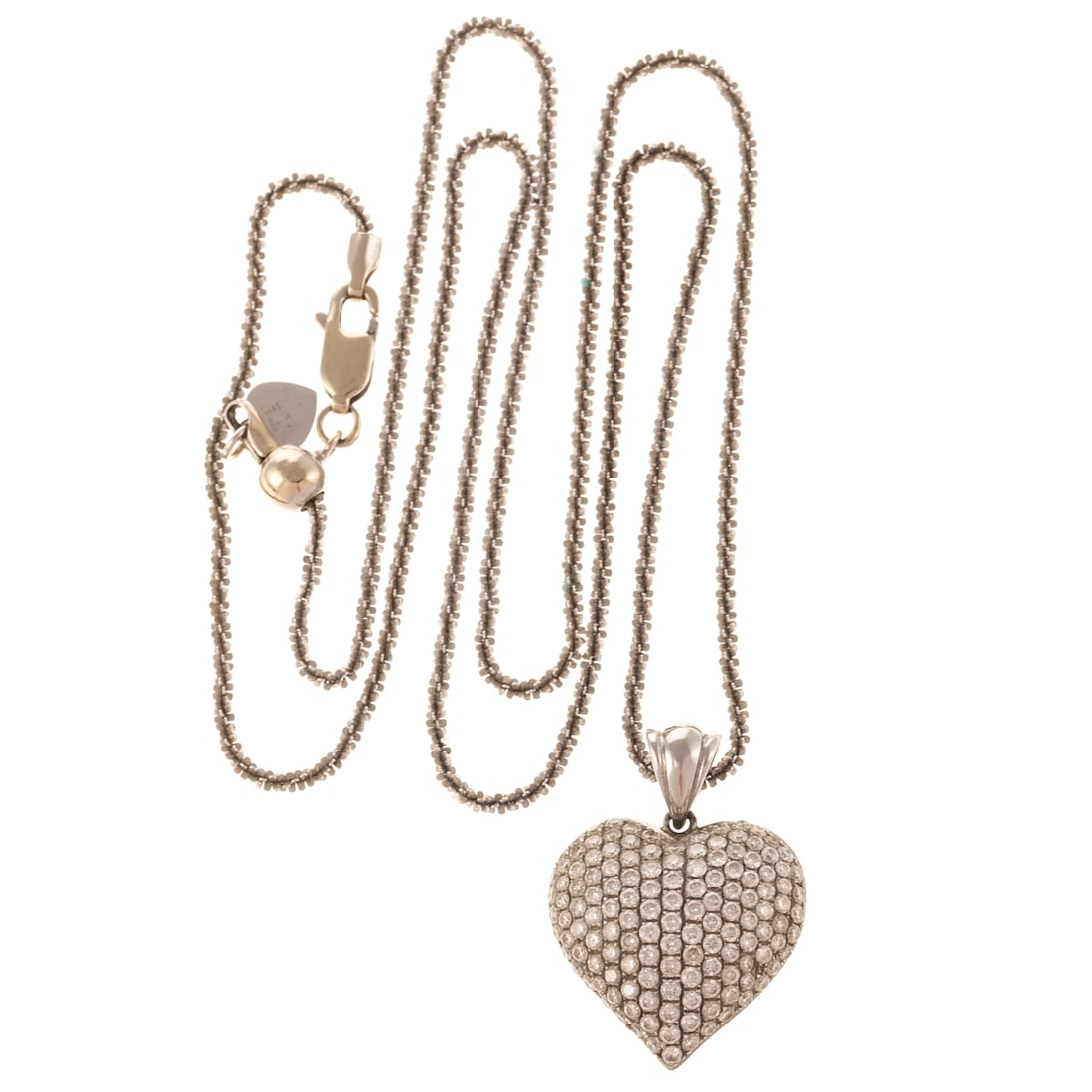 A Pave Diamond Heart Pendant & Chain in 14K (1 of 4)