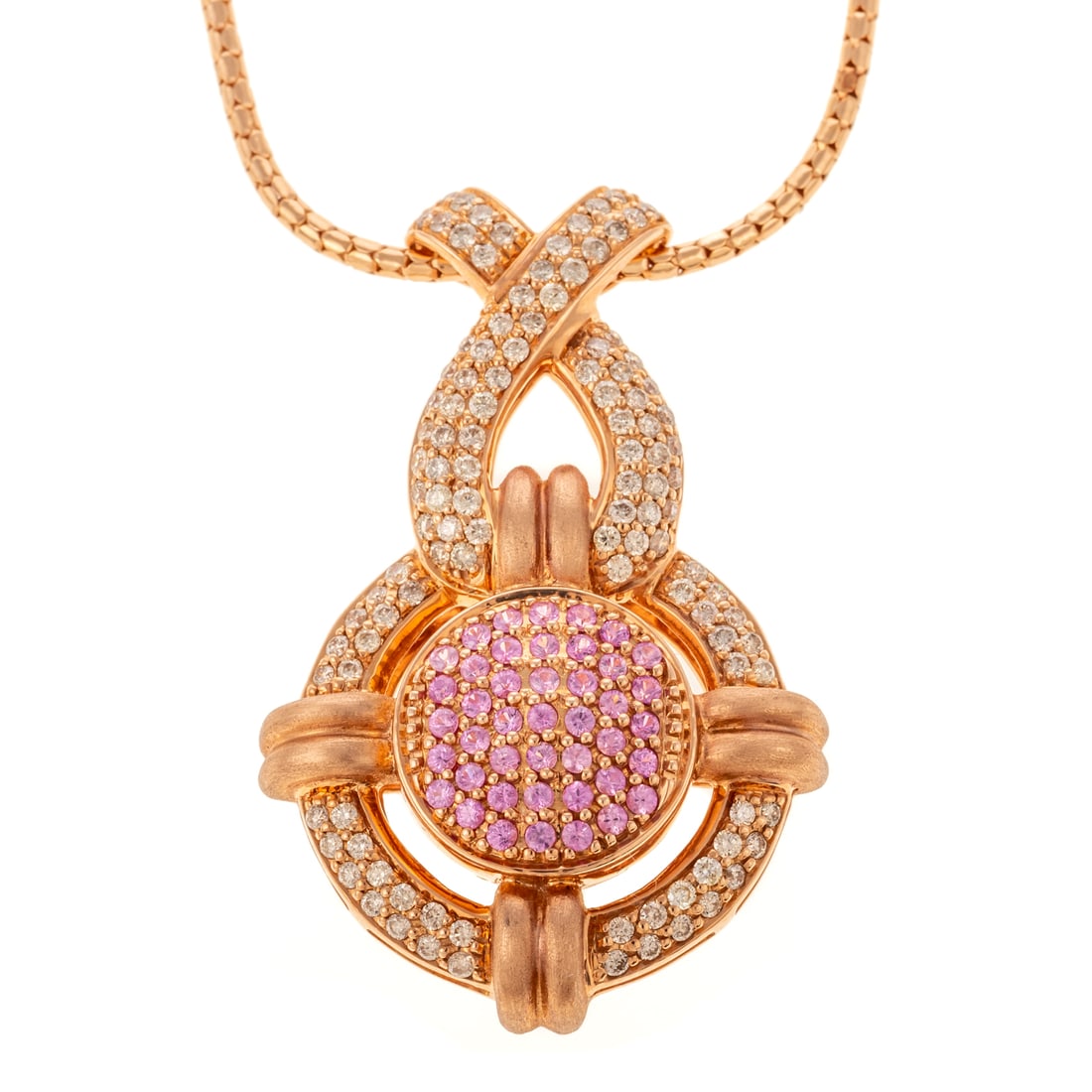 A Diamond & Pink Sapphire Pendant in 14K (1 of 5)