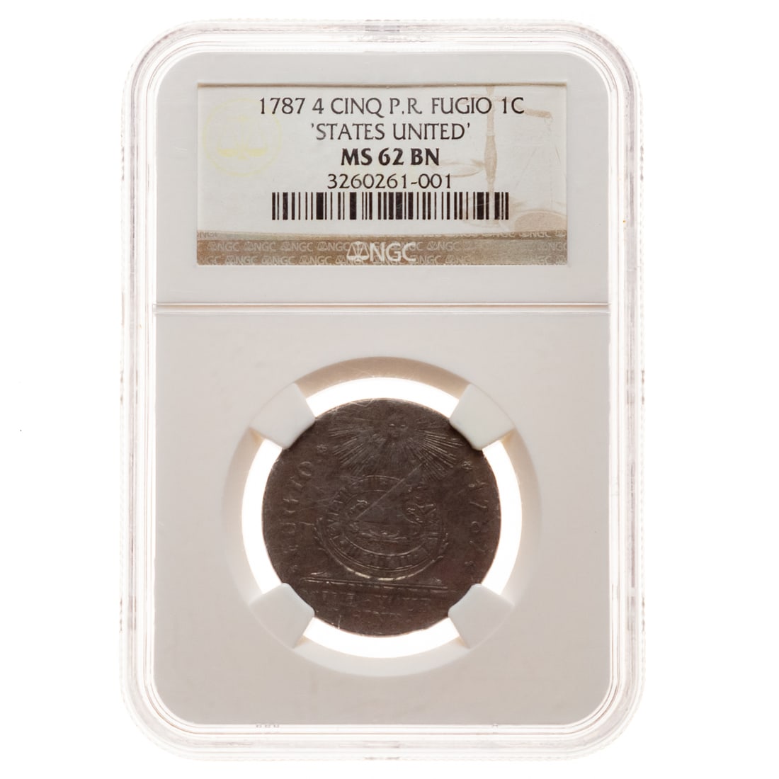 1787 Fugio Cent P.R. "States United" NGC MS62BN (1 of 3)
