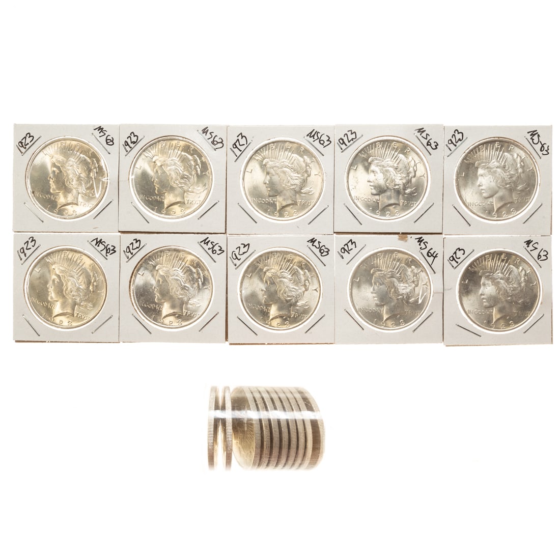 Roll of BU 1923 Peace Dollars MS62-64 (1 of 4)