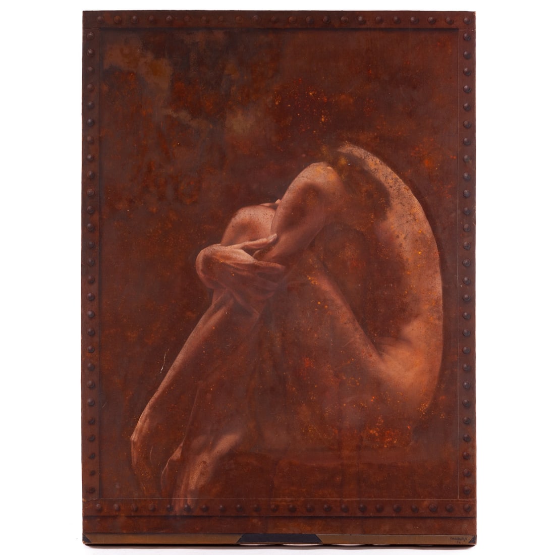 Rafael Cauduro. "Sitting Woman," mixed media (1 of 6)