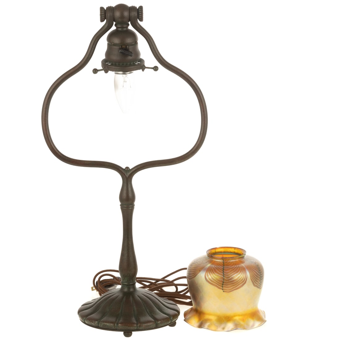 Tiffany Bronze & Favrile Glass Desk Lamp (1 of 5)