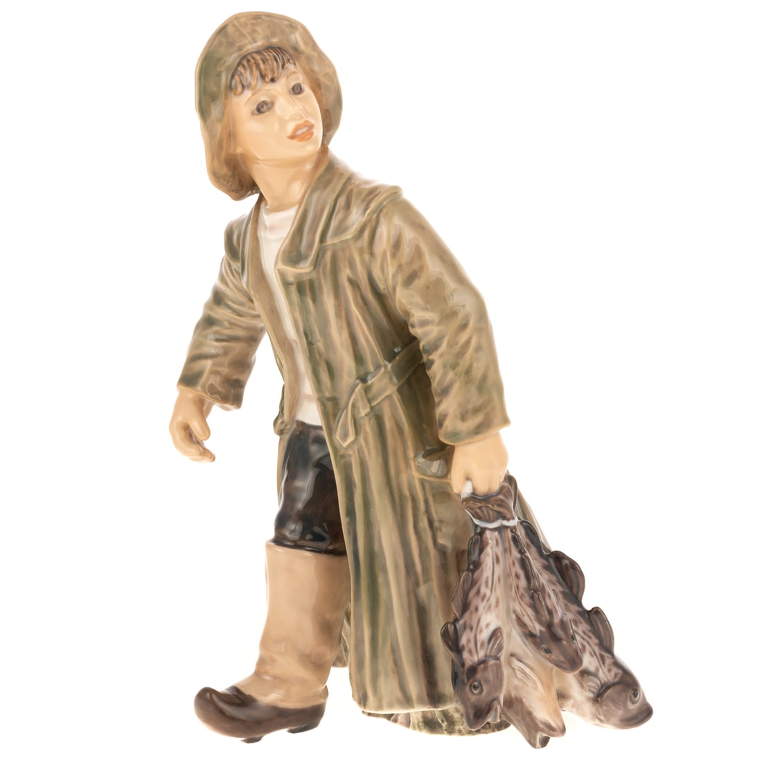 Bing & Grondahl Boy Fisher Boy: 20th century, #1294, 8 1/2 in. H, For further reading see "Dahl-Jensen Porcelain Figures" p.99, by Caroline and Nick Pope Provenance: From the private collection of Lawrence E. Rubin