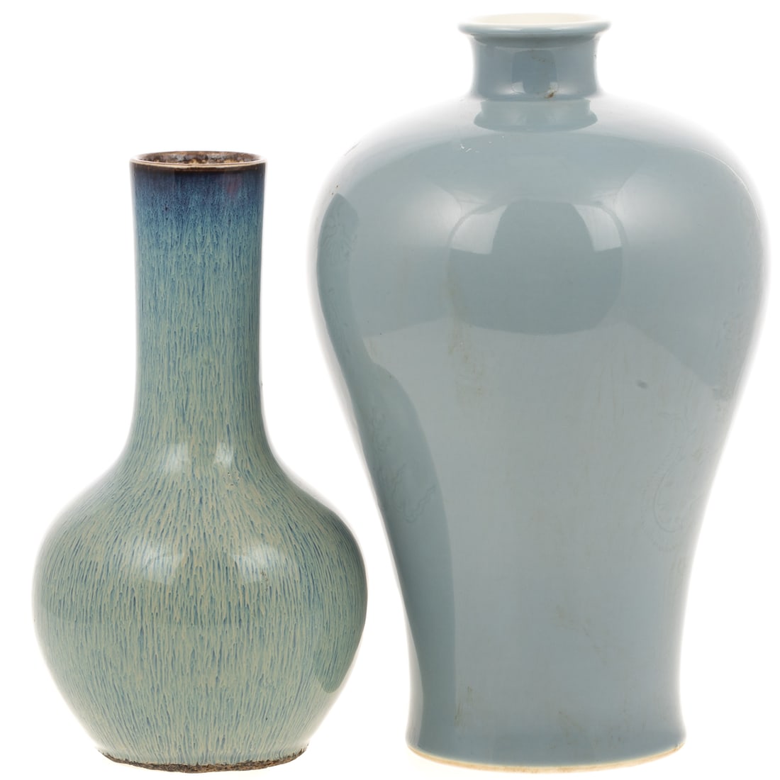 Chinese Clair de Lune Vase & Lite Blue Vase (1 of 2)