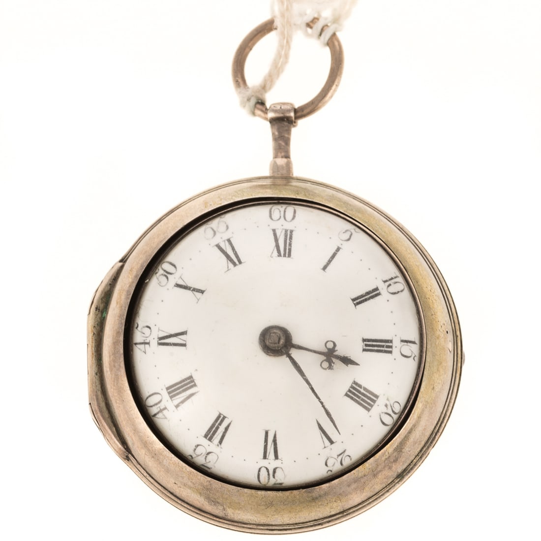 An Early 18th Century English Pair Case Pocket Watch: c.1759, London silver pair case pocket watch, white porcelain dial with Roman numerals, key wind movement signed Richard Webden #14761 along with original watch paper from Bacon Ware, Clock & Watch &