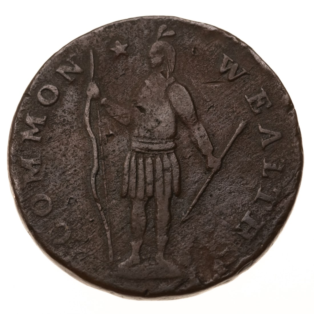 1788 Massachusetts Cent. Ryder 2-B, W-6200. F12: 1788 Massachusetts Cent. Ryder 2-B, W-6200. Rarity-4- F-12 with nice strike details for the grade and some areas of roughness. Star points to neck, top of arrow shaft under right side if E and period 