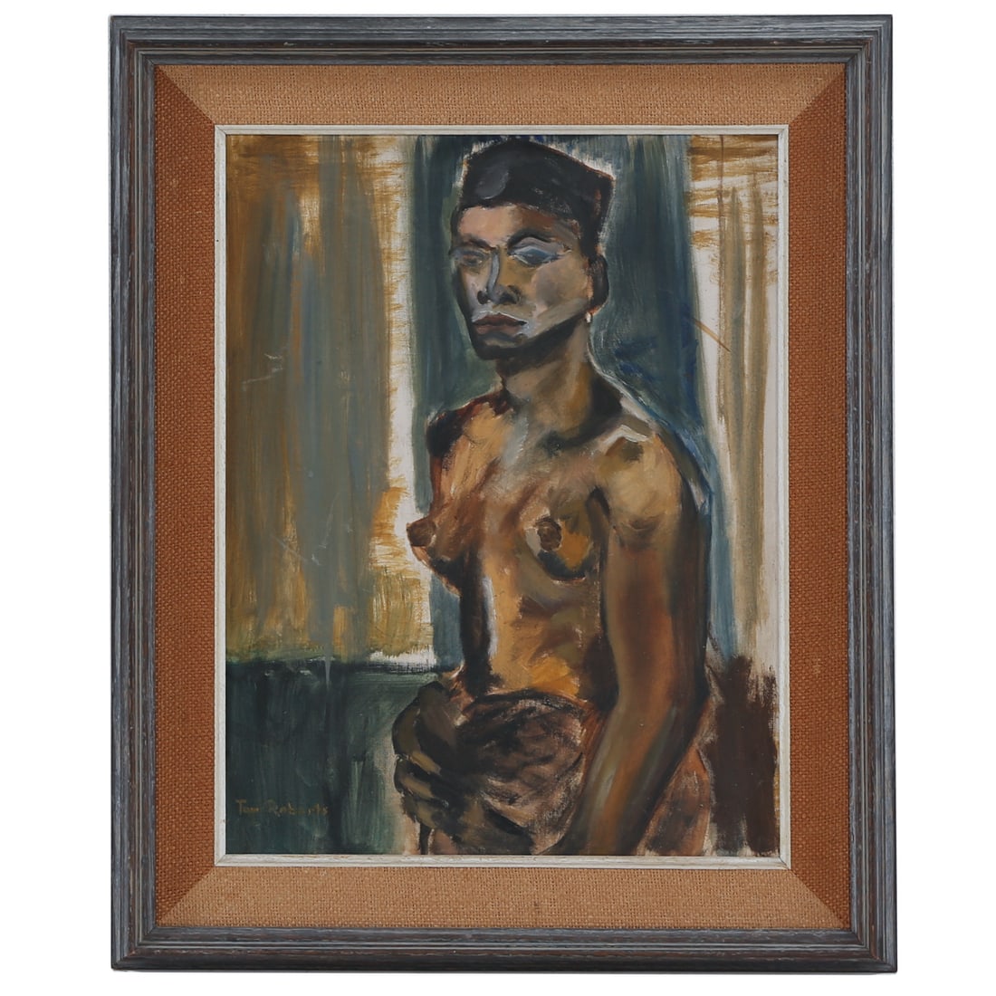 Tom Roberts. Nude Female, oil: (American (Baltimore), 20th century) Oil on panel, signed "Tom Roberts" ll, sight size: 17 1/2 x 13 1/4 in., framed size: 23 x 19 in. From a private collection, Baltimore, MD