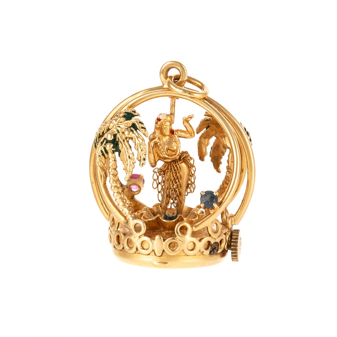 A Wind Up Spinning Hula Dancer Charm in 14K (1 of 4)