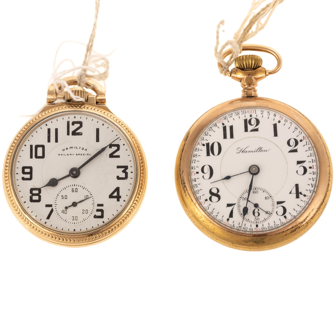 Two Hamilton Gold Plated Pocket Watches (1 of 3)