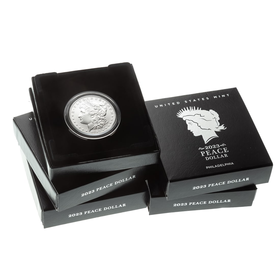 Four 2023-P Peace Dollars & One 3023-P Morgan (1 of 4)