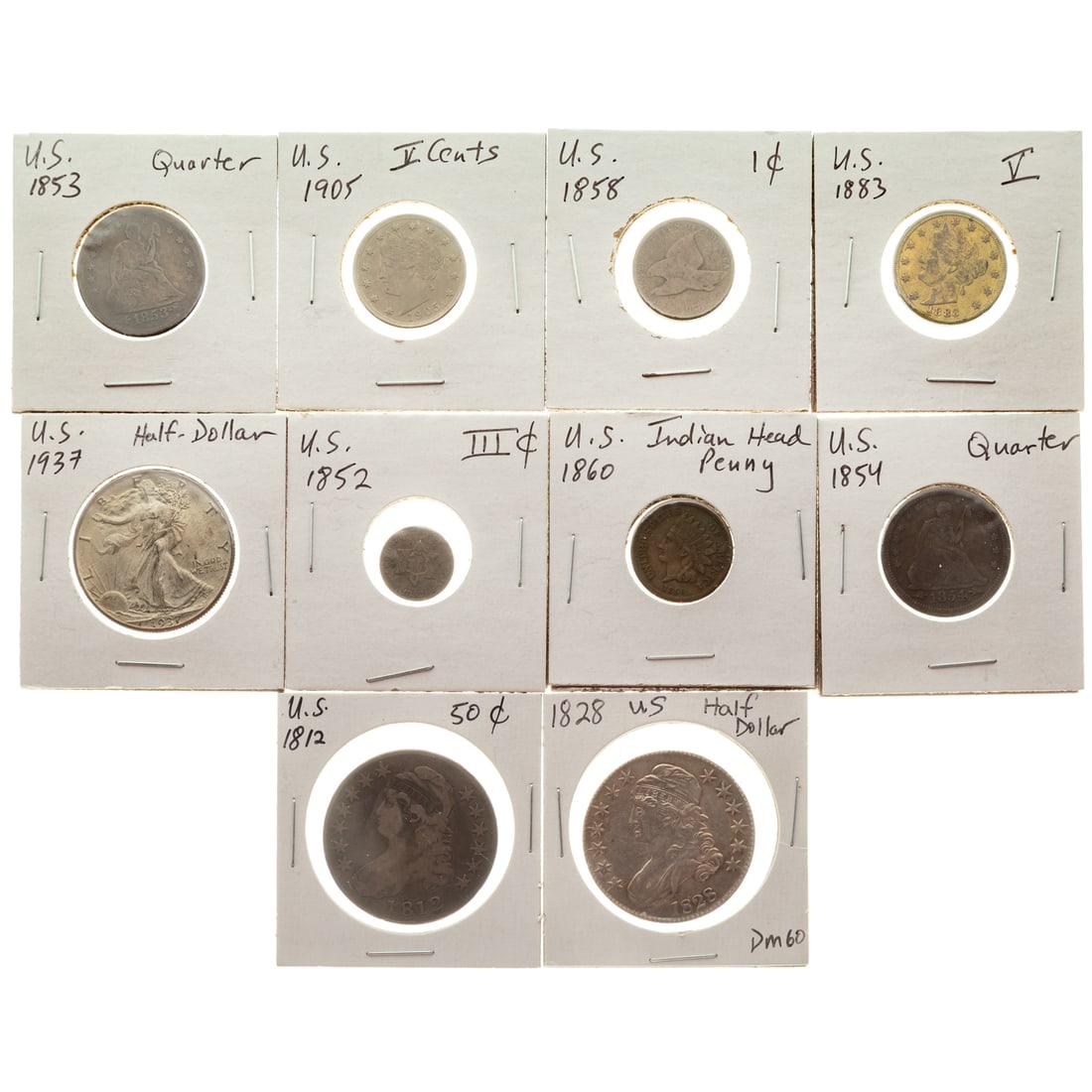 10 US Type Coins with Two Nice Bust Halves (1 of 6)