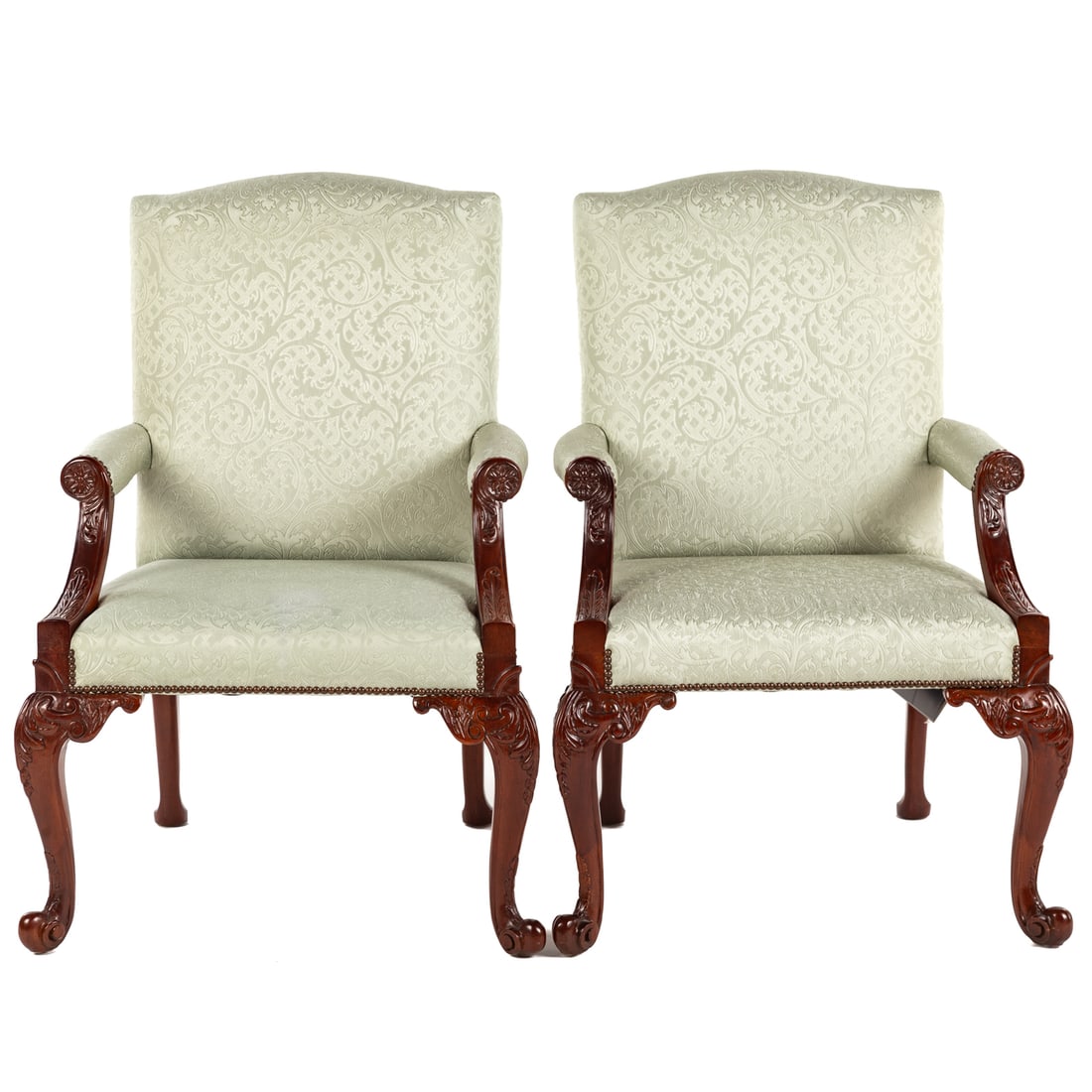 A Pair of Baker George II Style Mahogany Armchairs (1 of 3)