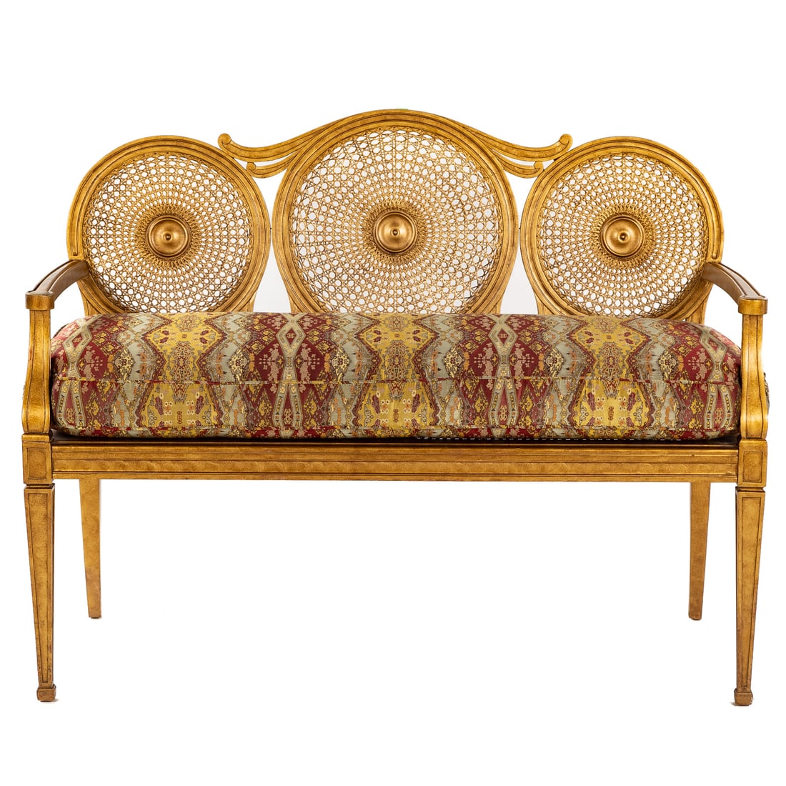 Louis XVI Style Giltwood & Caned Settee (1 of 6)