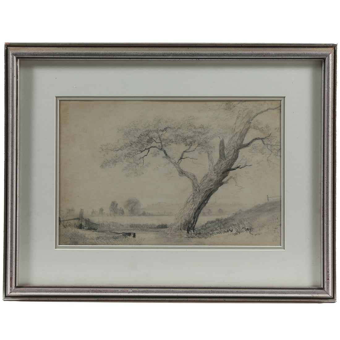 Attributed to John Constable. Tree Study, graphite: (English, 1776-1837) Graphite on paper, signature not visible, sight size: 10 1/4 x 15 3/4 in., framed size: 18 1/2 x 24 in. From the Estate of Dorothy Ohlhaver, Houston, TX