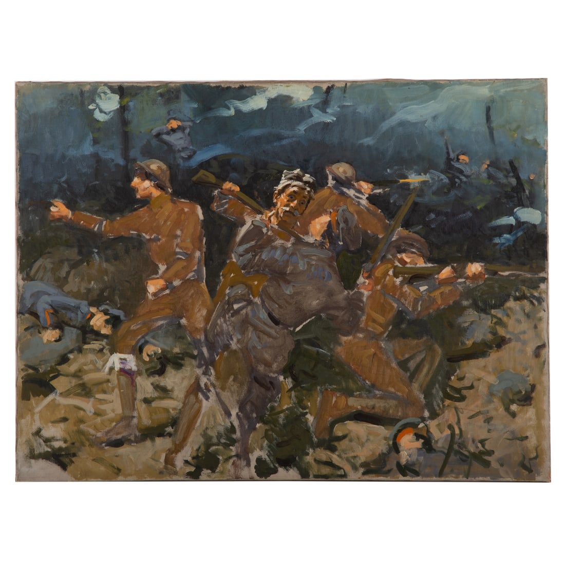 Gilbert Gaul. "No Prisoners Taken," oil: (American, 1855-1919) Oil on canvas, unsigned, titled on stretcher on verso, 30 x 40 in., unframed Doyle Auctions, August 7, 2019 sale tag attached to verso