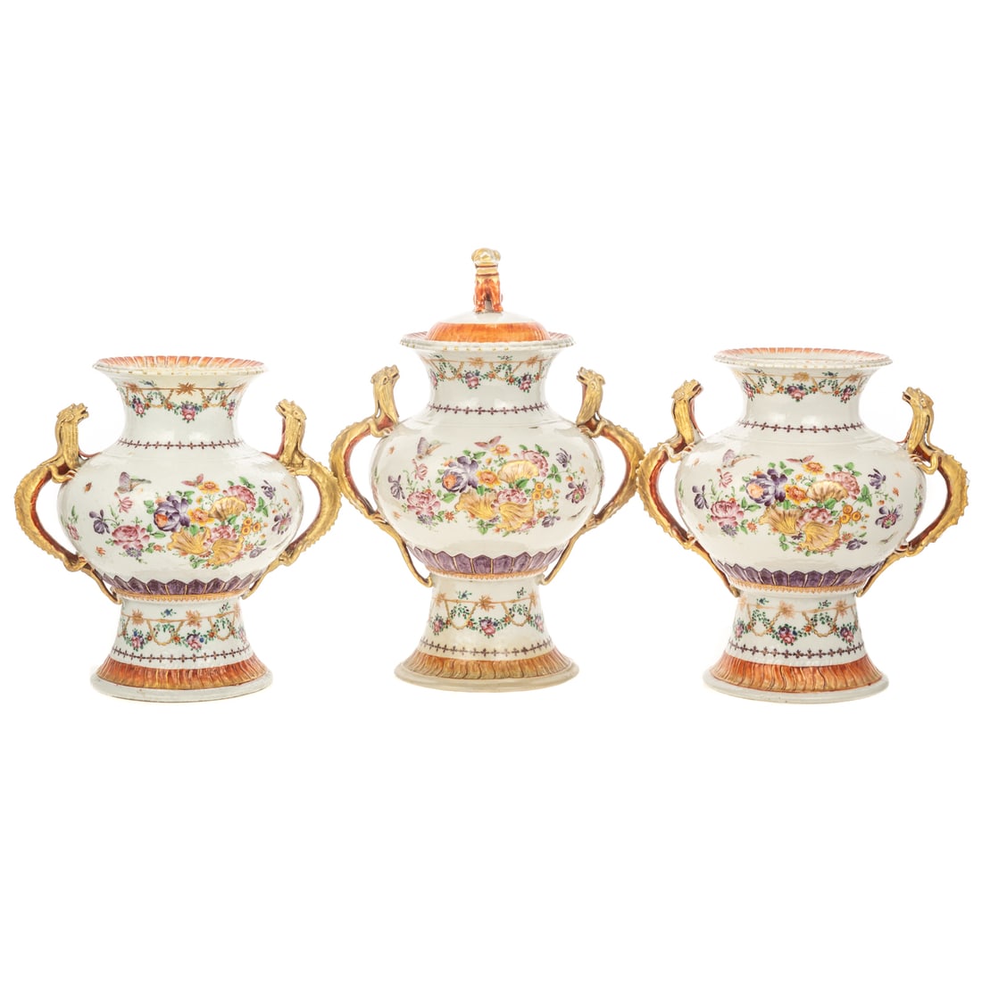 Chinese Export Famille Rose Three-Piece Garniture (1 of 14)