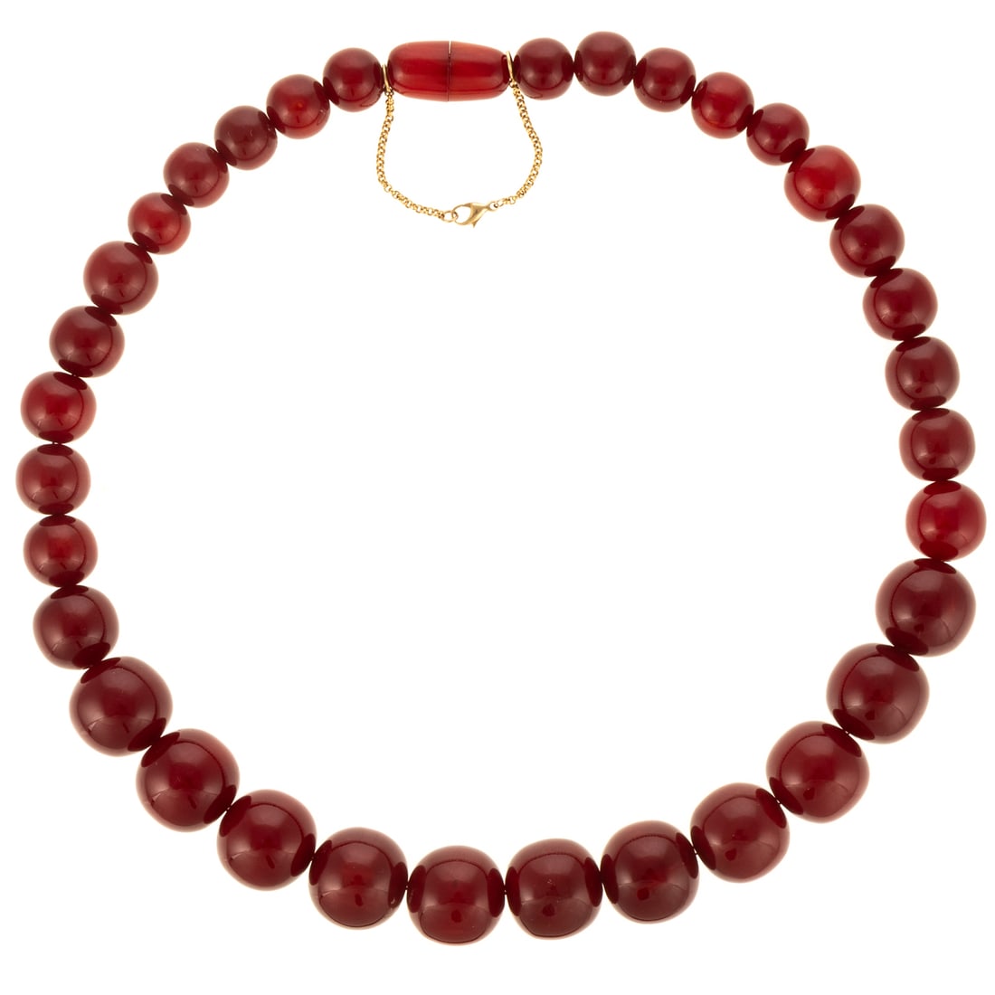 A Bold Cherry Amber Bakelite Bead Necklace (1 of 4)