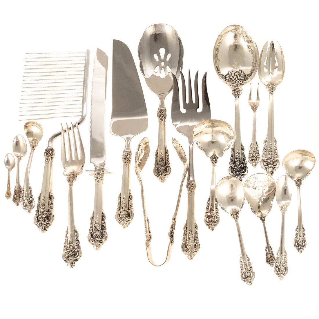 Wallace Grande Baroque Set 5 Posate In Argento Sterling, Cucchiaio Da Zuppa Incluso