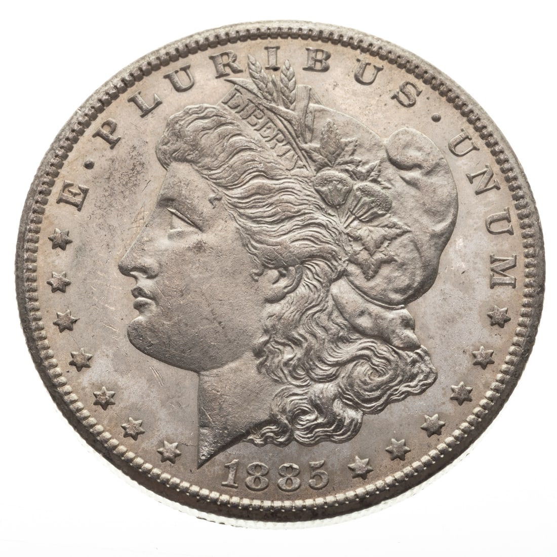 1885-CC Morgan AU+ Details, Cleaned: This would look nice in a Dansco album as the cleaning was light and produced thin hairlines that are seen with a loupe
