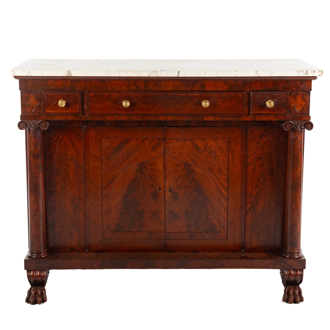 American Empire Mahogany Marble Top Buffet (1 of 6)