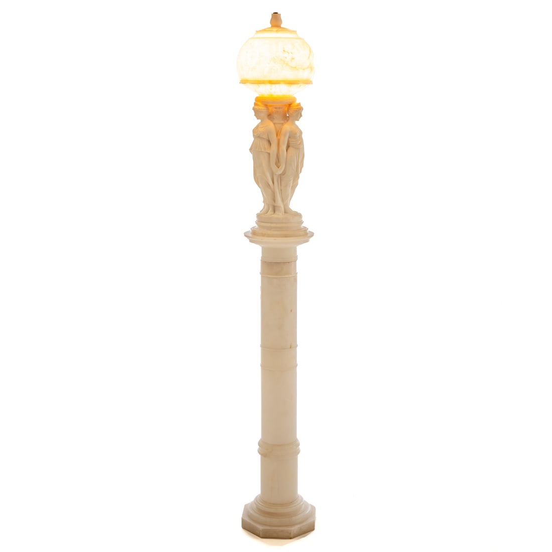 Carved Alabaster Figural Lamp on Pedestal (1 of 5)