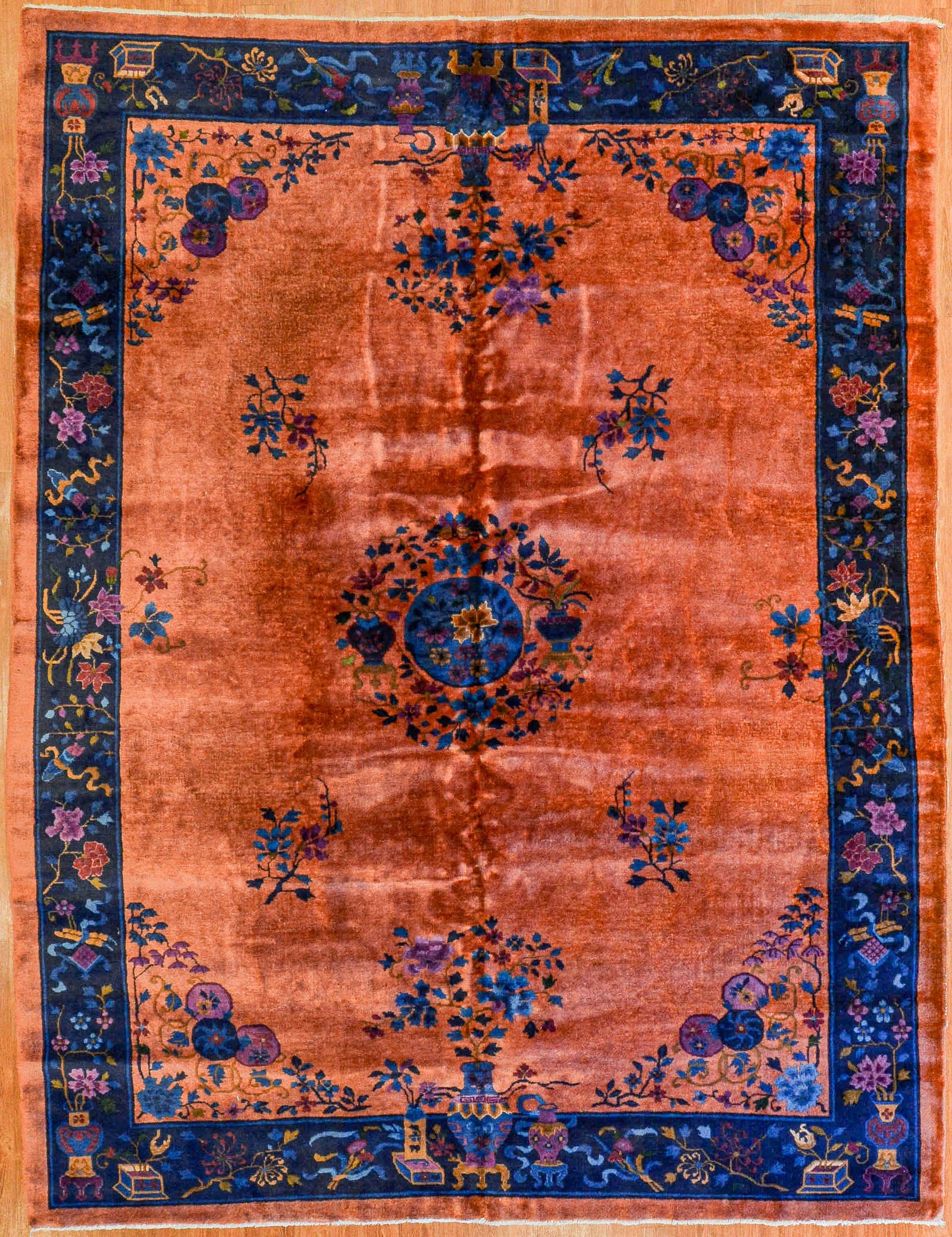 Antique Nichols Rug, China, 8.10 x 11.7: First quarter, 20th century, hand-knotted, wool pile