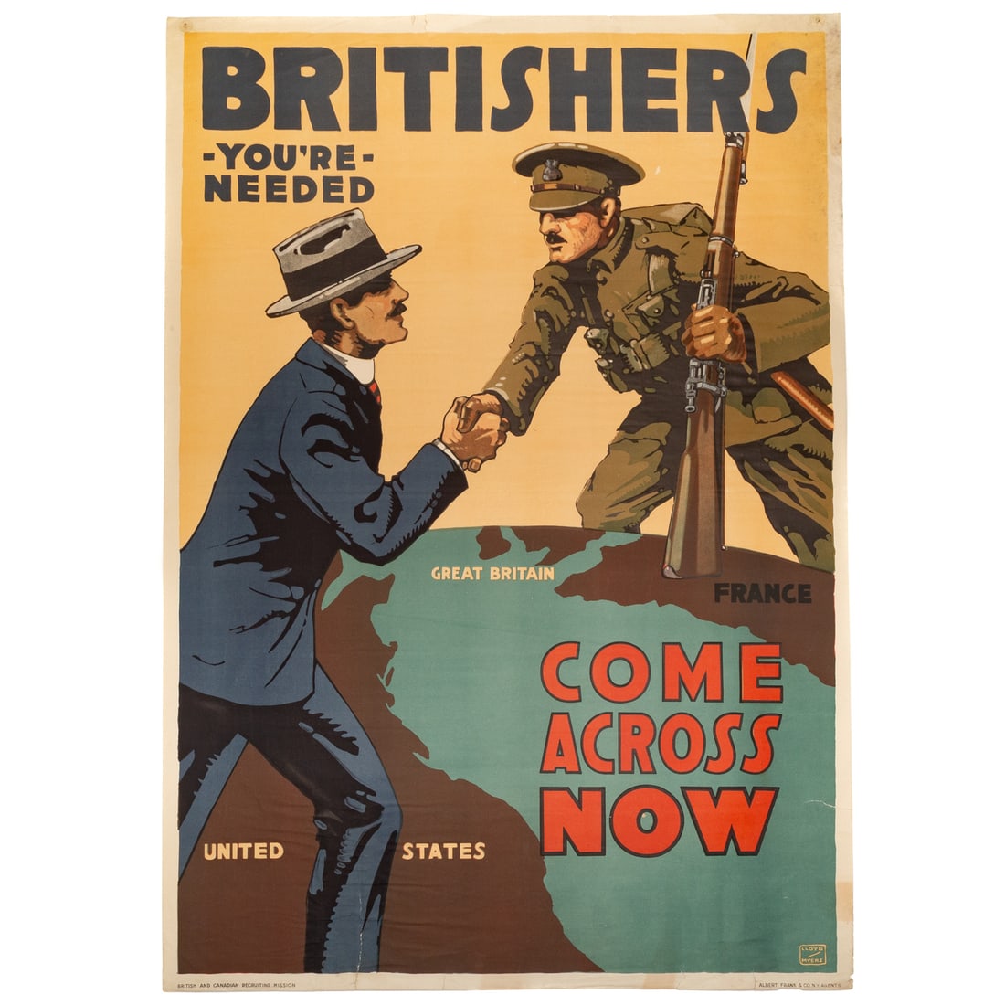 Lloyd Myers. "Britishers - You're Needed - Come Across Now," lithograph (1 of 5)