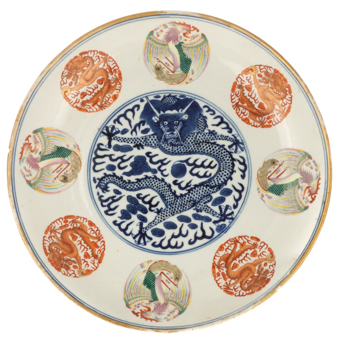 A Chinese Guangxu Mark Dragon & Phoenix Dish (1 of 5)
