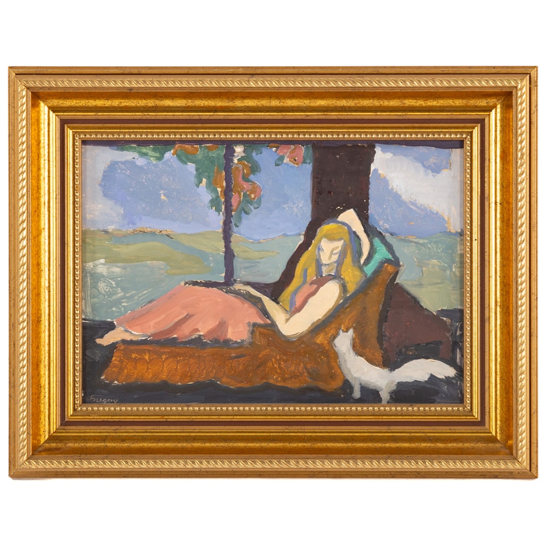 Dorothy Lake Gregory. "Betty and the Cat," oil (1 of 4)