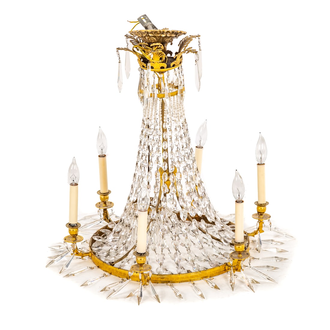 An Empire Style Gilt Six-Light Chandelier (1 of 3)