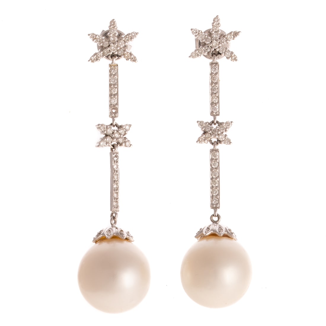 A Pair of South Sea Pearl & Diamond Earring in 18K (1 of 3)