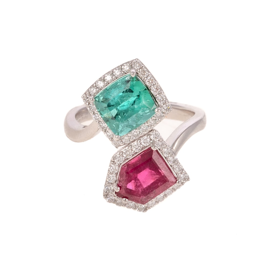 A Multicolored Tourmaline Bypass Ring in Platinum (1 of 6)