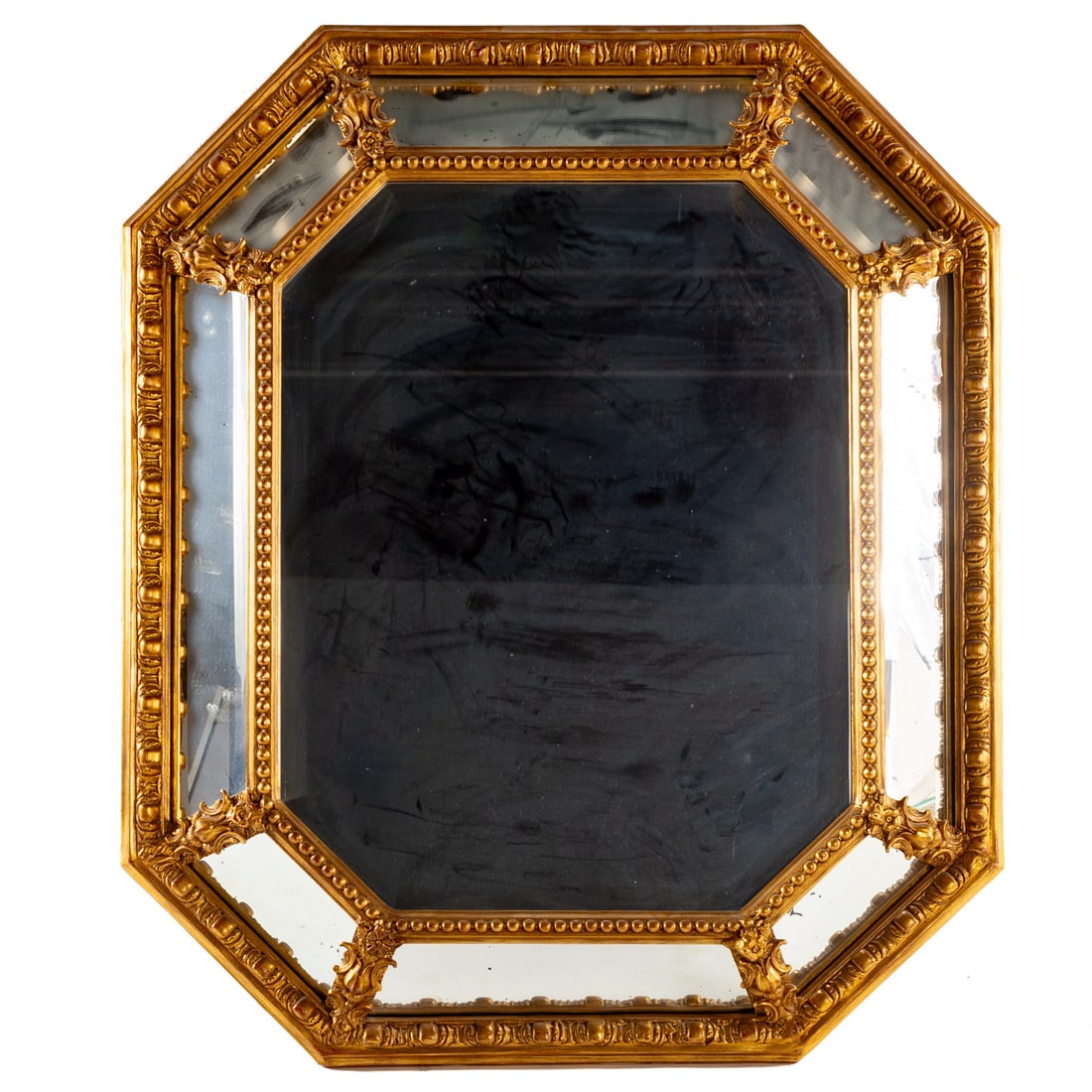 Octagonal Carved & Partial Gilt Mirror (1 of 4)