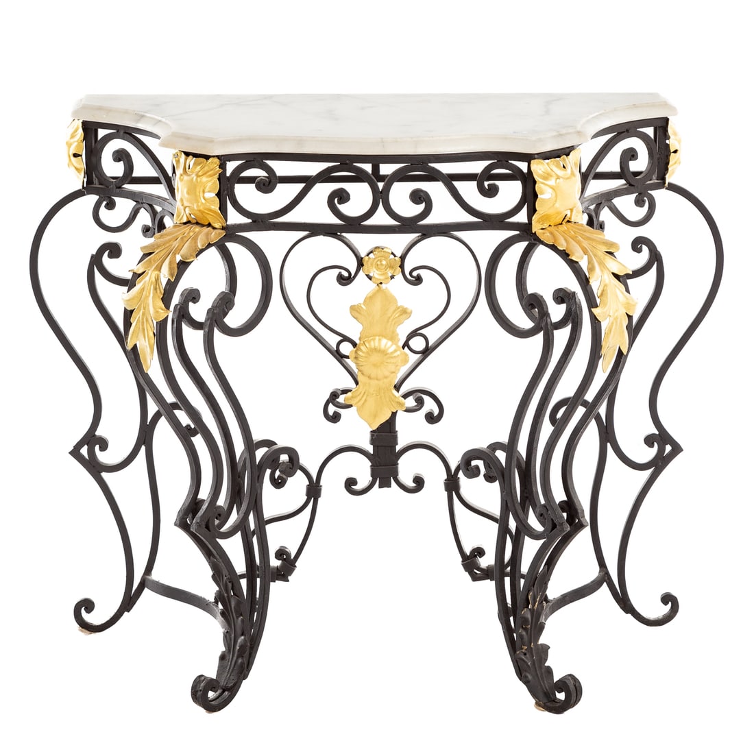 Shaped Marble & Metal Console Table (1 of 3)