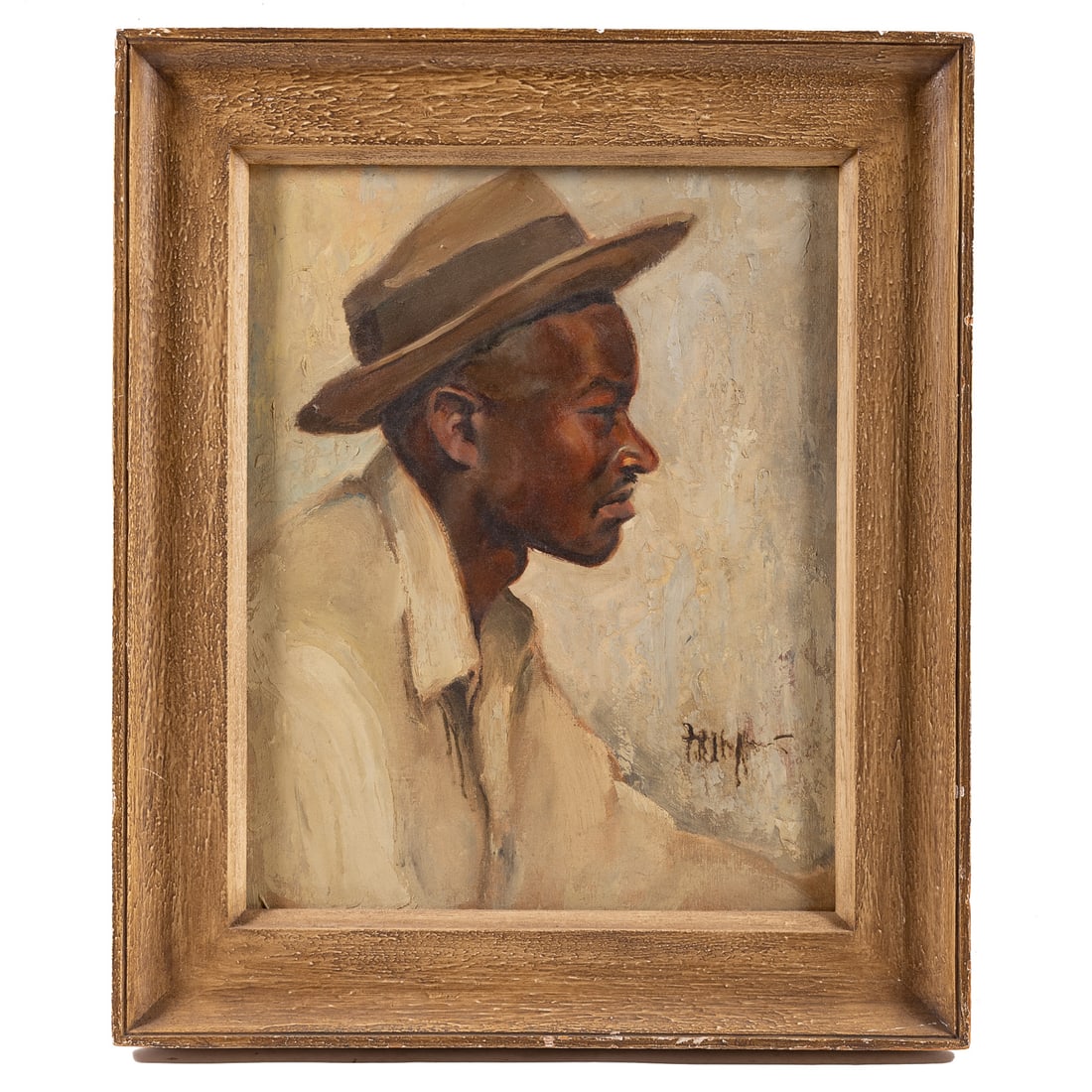 Frank Hoffman. Portrait of a Man, oil: (American, 1888-1958) Oil on canvas, signed lr, reads "Frank Hoffman, Chicago artist" on verso, sight size: 19 3/4 x 16 in., framed size: 26 1/2 x 22 1/4 in. Provenance: From the Estate of James K. Hi