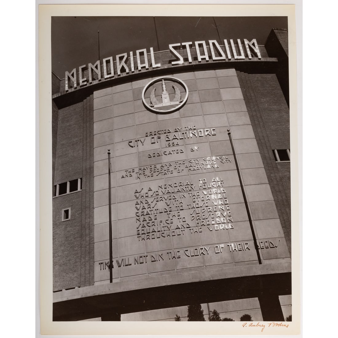 A. Aubrey Bodine. "Memorial Stadium," photograph (1 of 3)