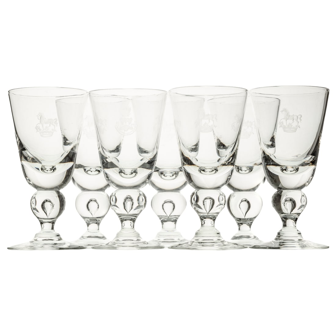Seven Steuben Crystal Teardrop Goblets (1 of 4)