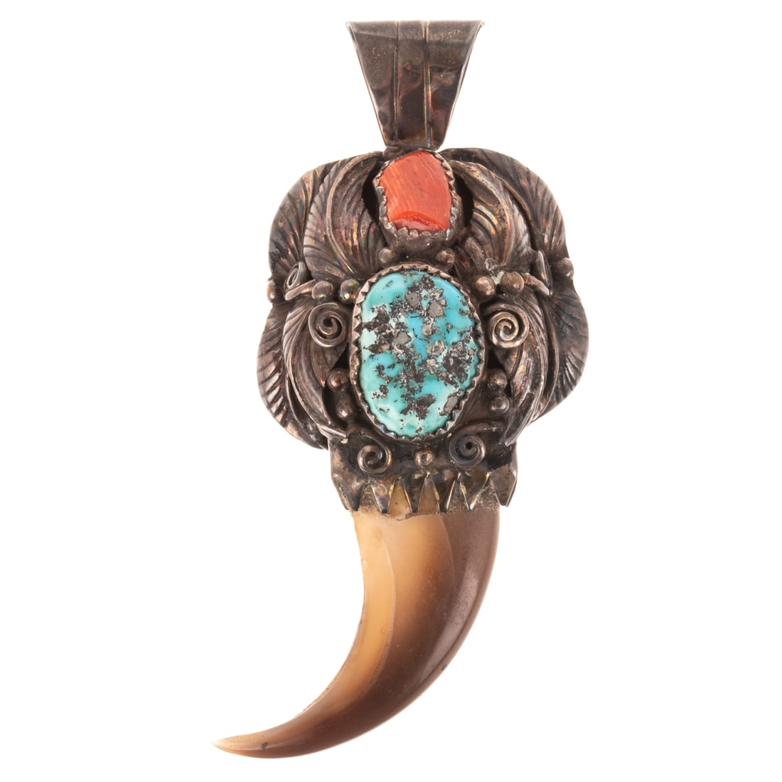 A Signed Navajo Bear Claw Pendant in Sterling Silver (1 of 3)