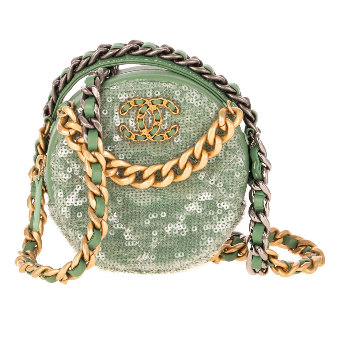A Chanel Sequin 19 Round Clutch with Chain (1 of 10)