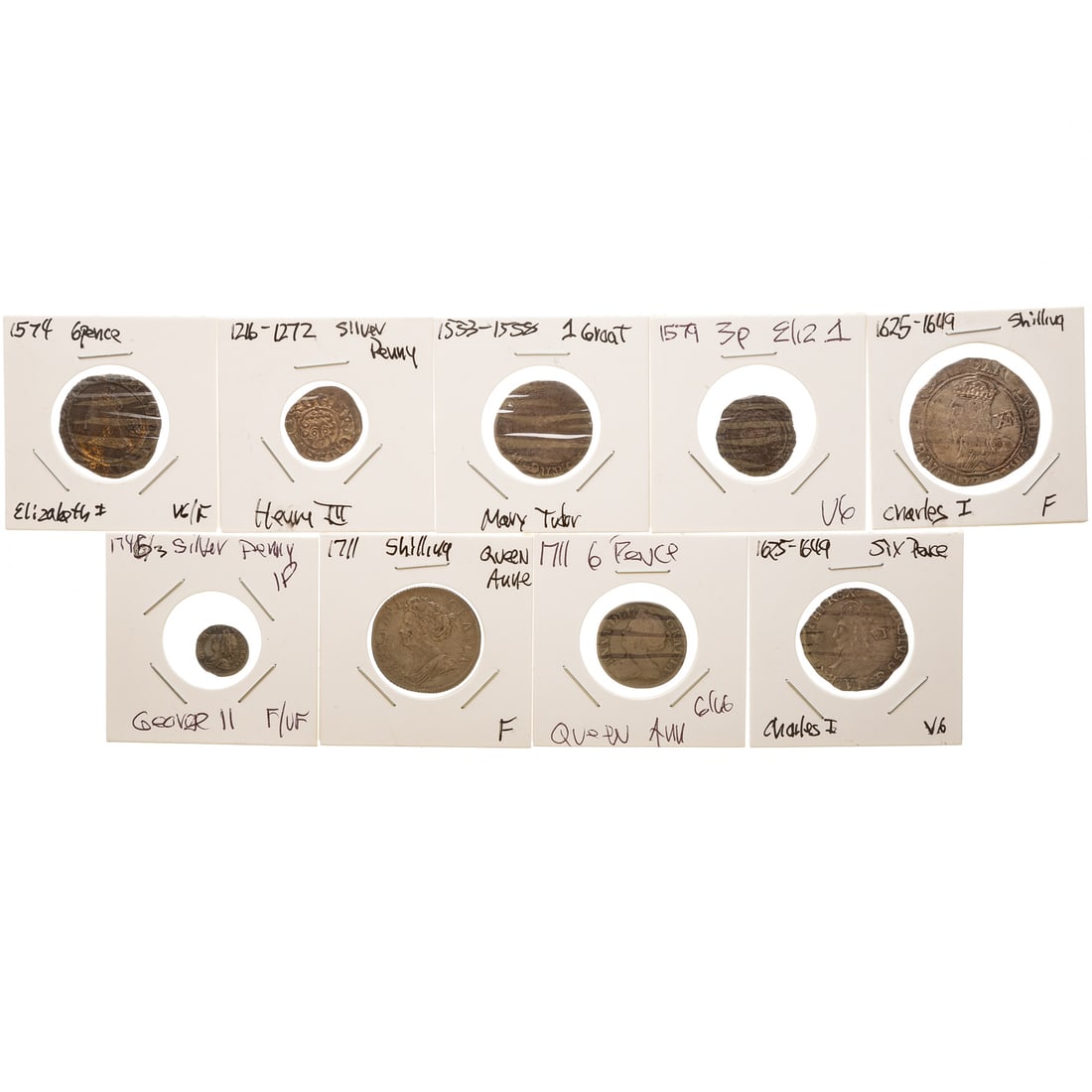 Nine Earlier English Silver Coins 1216-1746 (1 of 7)