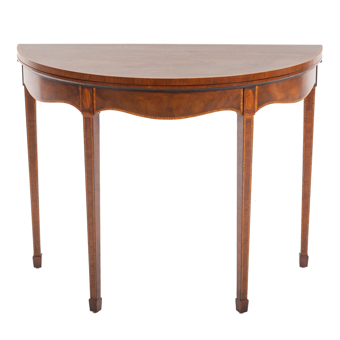 Baker Mahogany Inlaid Demilune Games Table (1 of 6)