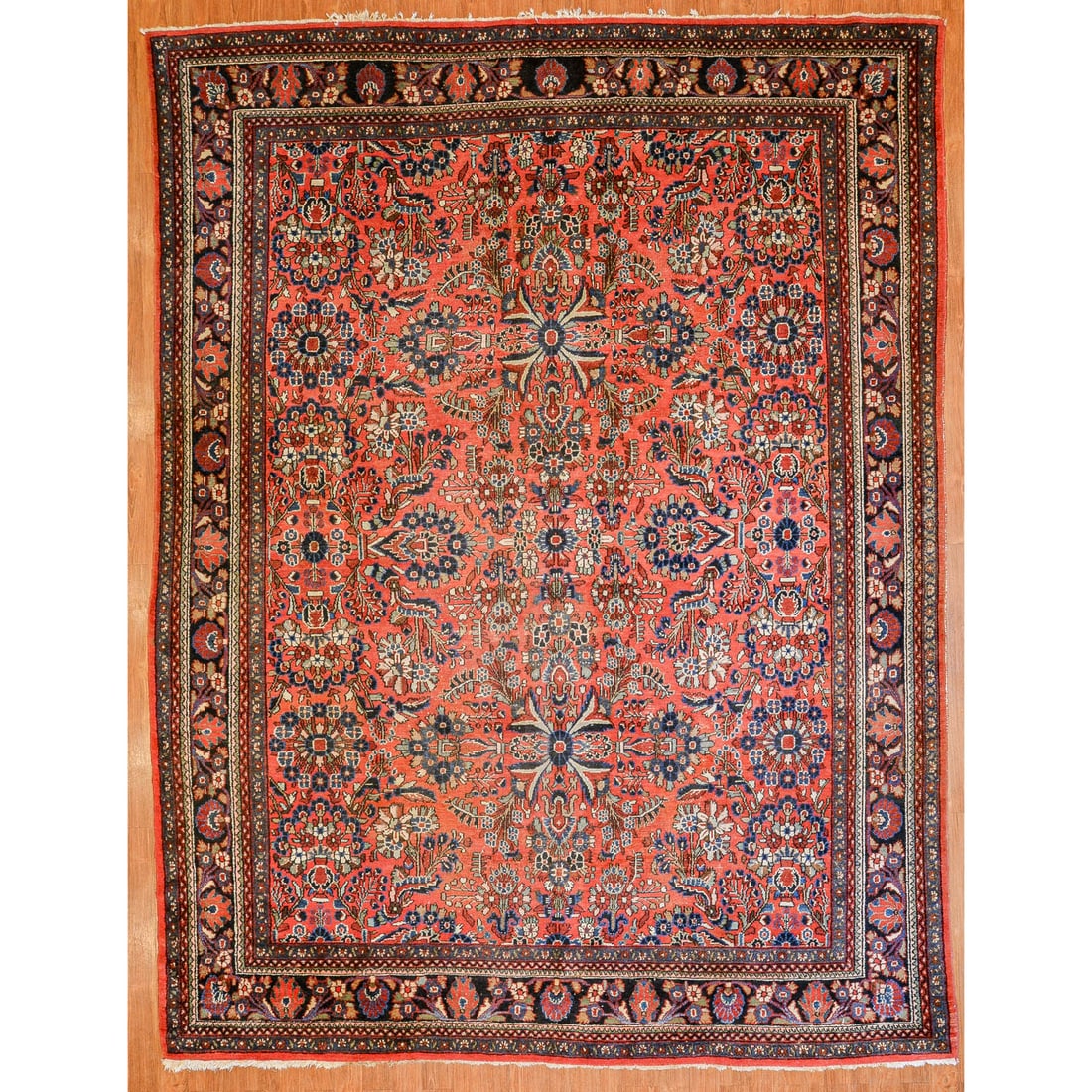Hamadan Rug, Persia, 9 x 11.9: Third quarter, 20th century, hand-knotted, wool pile
