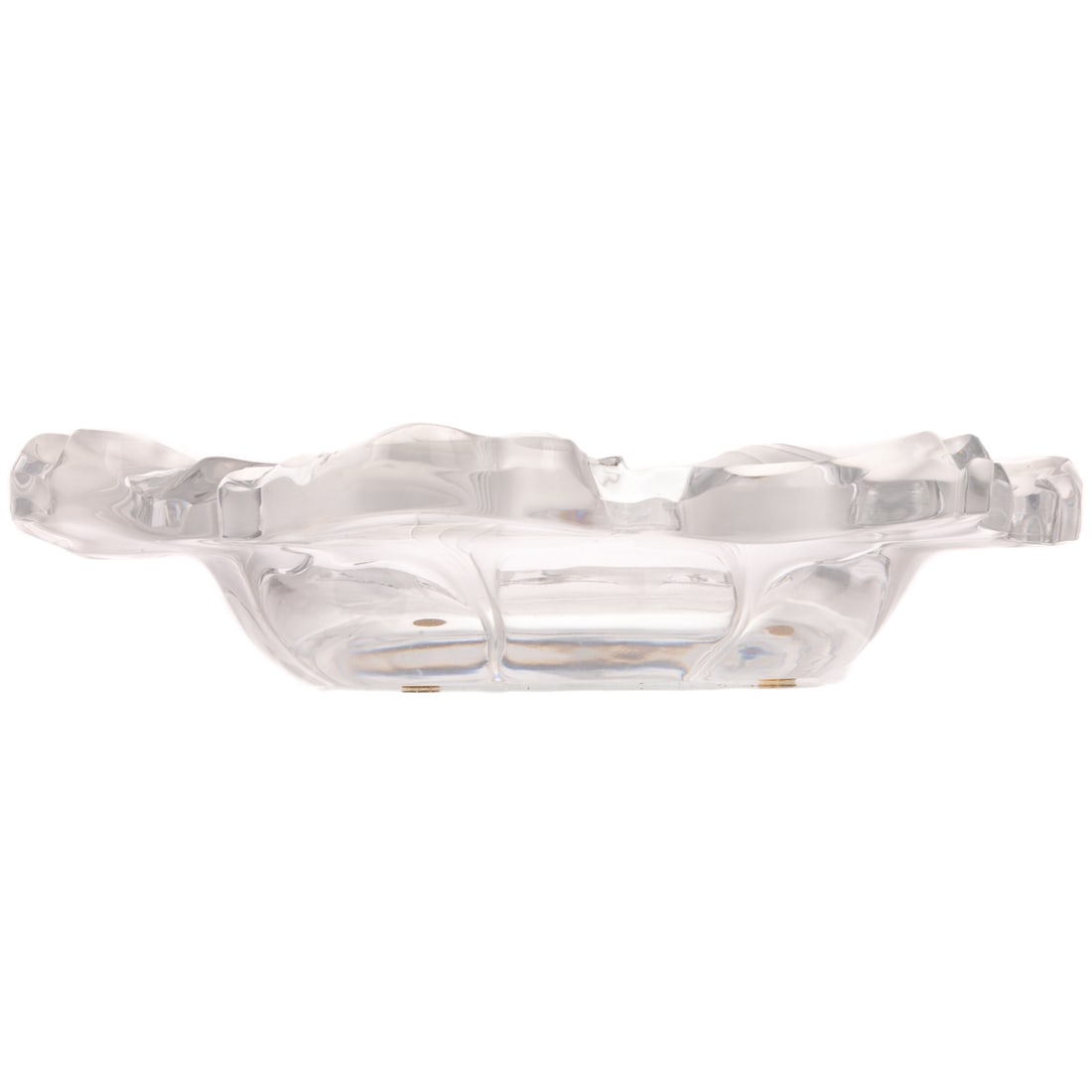 A Lalique "Capucines" Bowl: A Lalique crystal "Capucines" bowl with frosted leaves, incised on bottom "Lalique France," 2 1/2 in. H, 12 1/4 in. Diam.