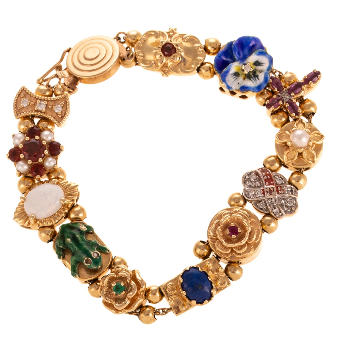 A Victorian Style Gemstone Slide Bracelet in 14K (1 of 5)