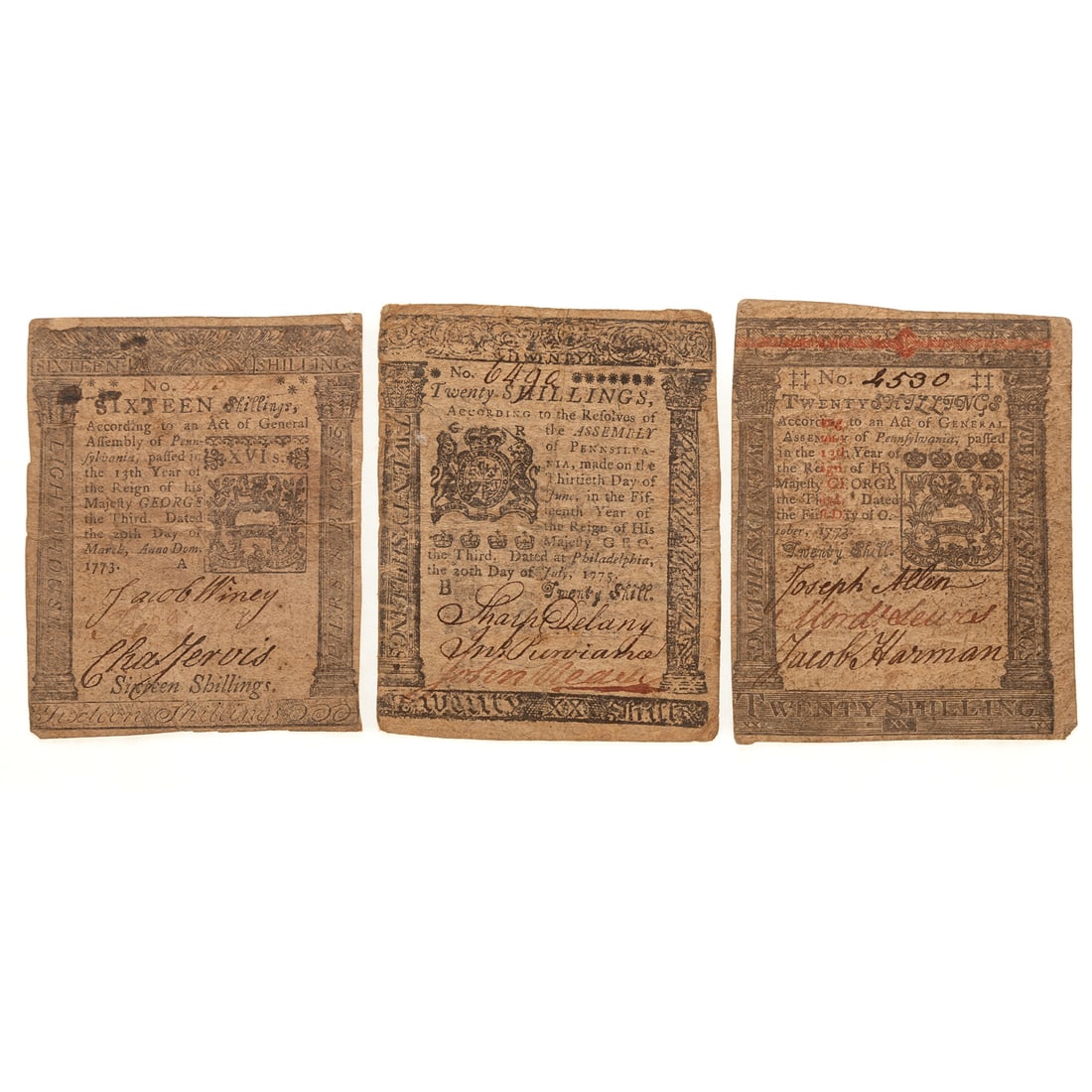 Three Pennsylvania Colonial Currency Notes (1 of 4)