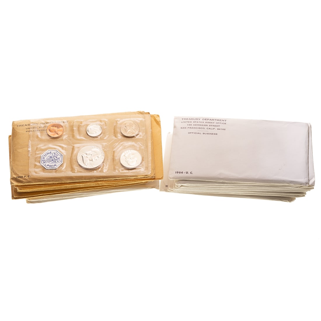 Eleven 1964 US Mint Sets, Nine Earlier Silver Proof Sets (1 of 4)