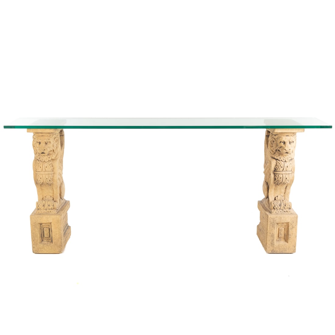 Griffin Form Composite & Glass Console Table: 35 1/2 in. H, 84 in. W, 15 in. D